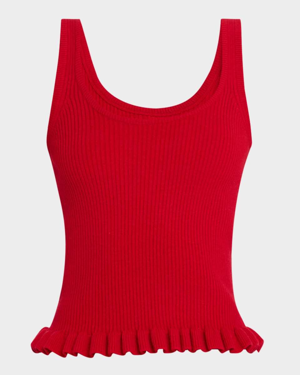 Phoebe Ruffle-Hem Cashmere Knit Tank Top